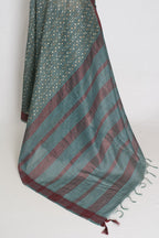 Bithi | Steel Grey Cotton Saree | Lightweight Bengali Heritage