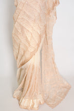 Sia | Cream and Gold Soft Organza Saree | Summer Wedding & Cocktail Partywear