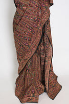 Pritha | Black Georgette Saree | All-Over Intricate Kashmiri Embroidery Jaal