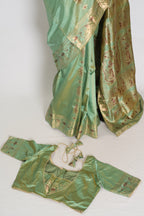 Vibha | Pastel Sea Green Handwoven Minakari Swarnachari Saree | 40 Size Blouse
