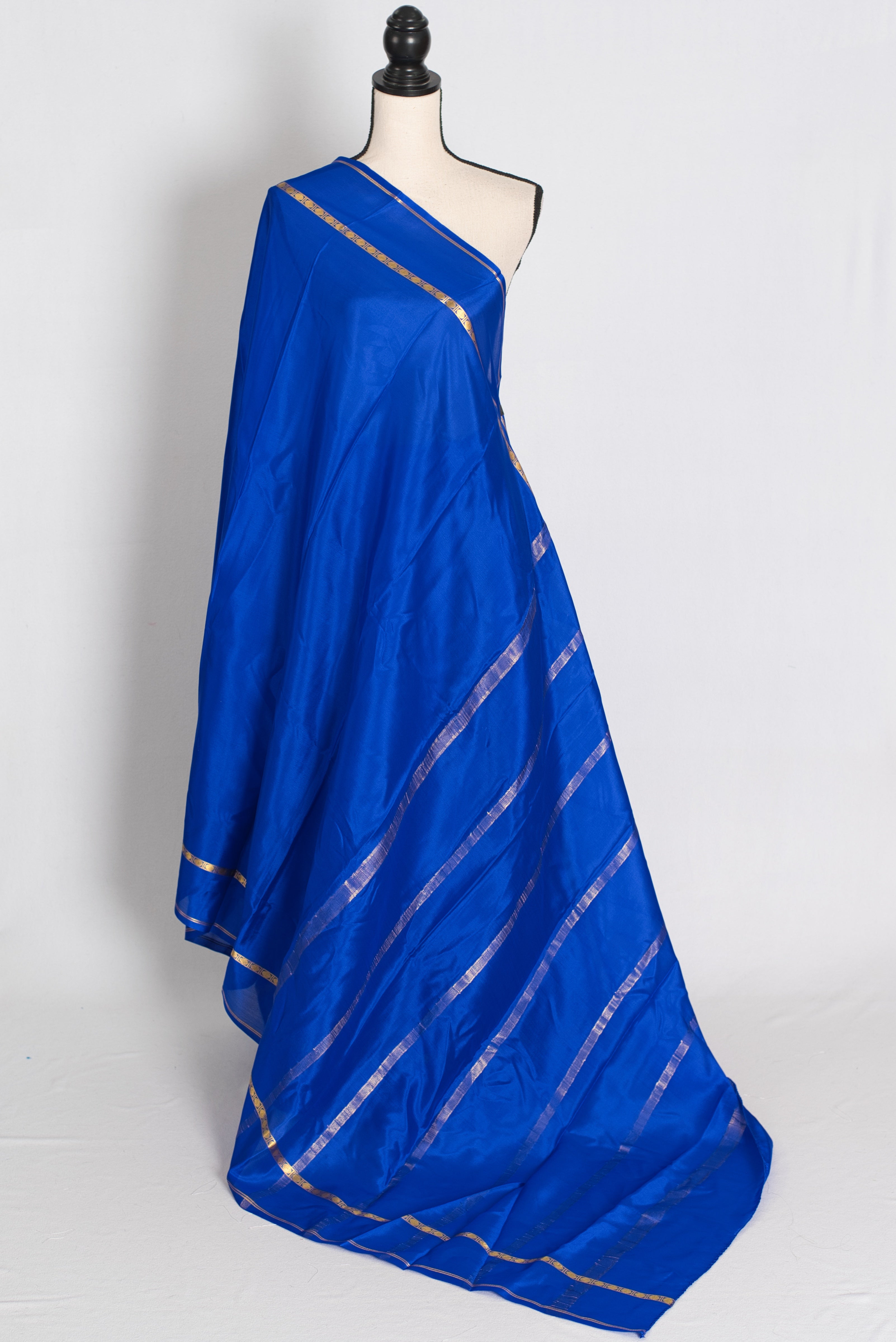 Mythili Royal Blue Pure Mysore Crepe Silk Saree – Silk Mark Certified