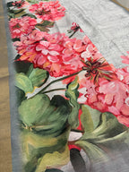 Ila | Grey & Vibrant Pink Floral Printed Semi Tussar Saree