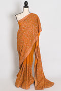 Hira | Orange Georgette Kashmiri Embroidery Saree | Perfect Haldi Wear