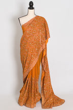 Hira | Orange Georgette Kashmiri Embroidery Saree | Perfect Haldi Wear