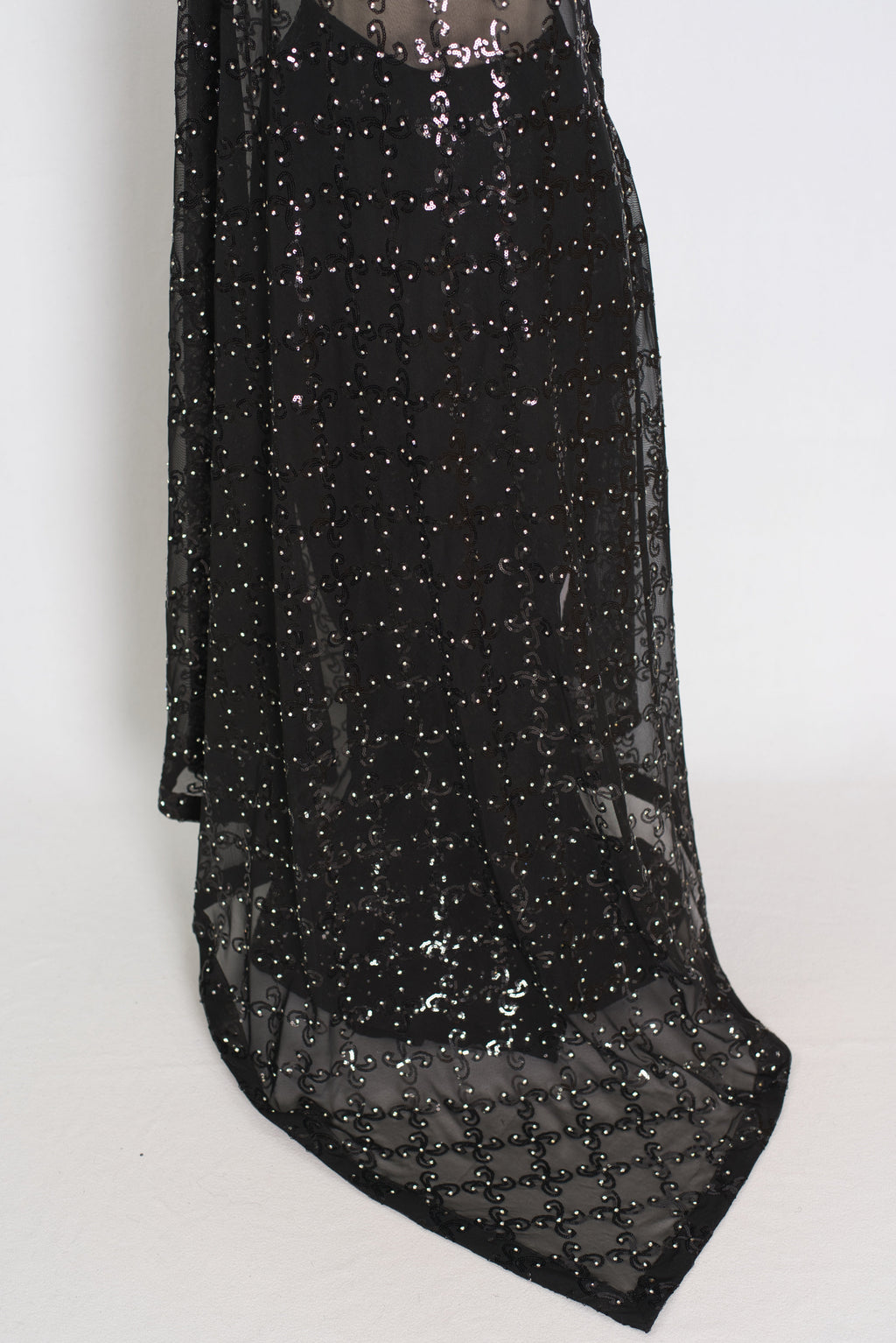 Kajaal | Black Soft Net Fitted Cocktail Saree| Sequins & Stone Embellishments