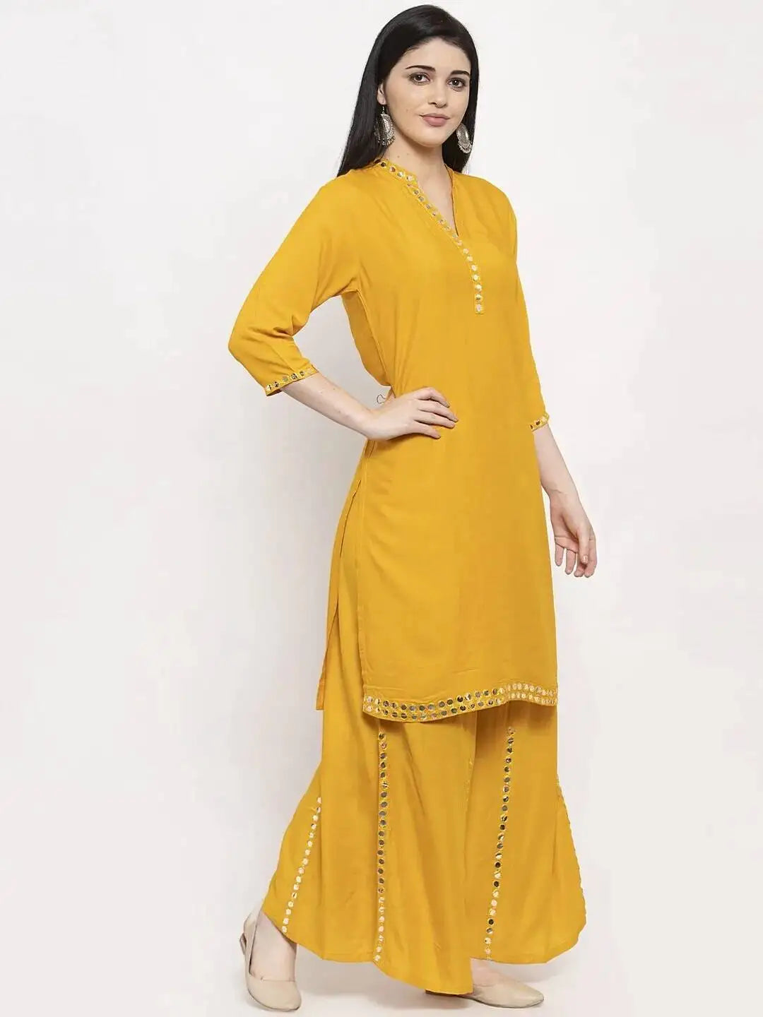 Indian Saree Long Cotton Silk Yellow Ethnic Style Thin Breathable Top Pants Scarf Indian Sari Traditional Indian Clothing Set