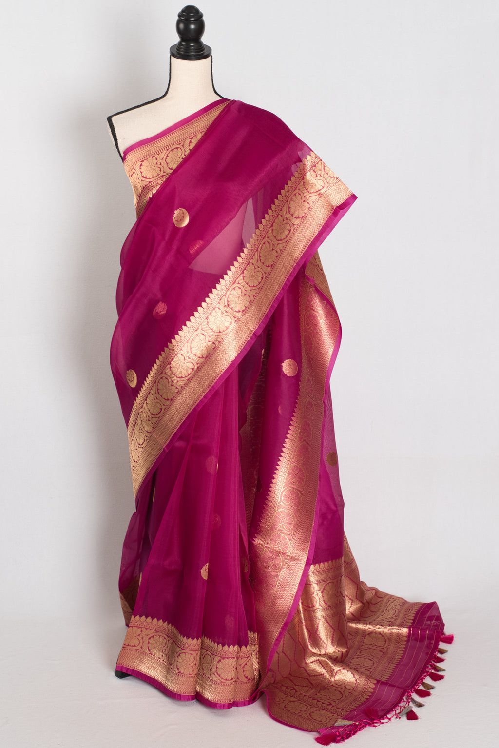 Gracy : Purple and Gold Chand Sitara Kora Organza Banarasi Saree
