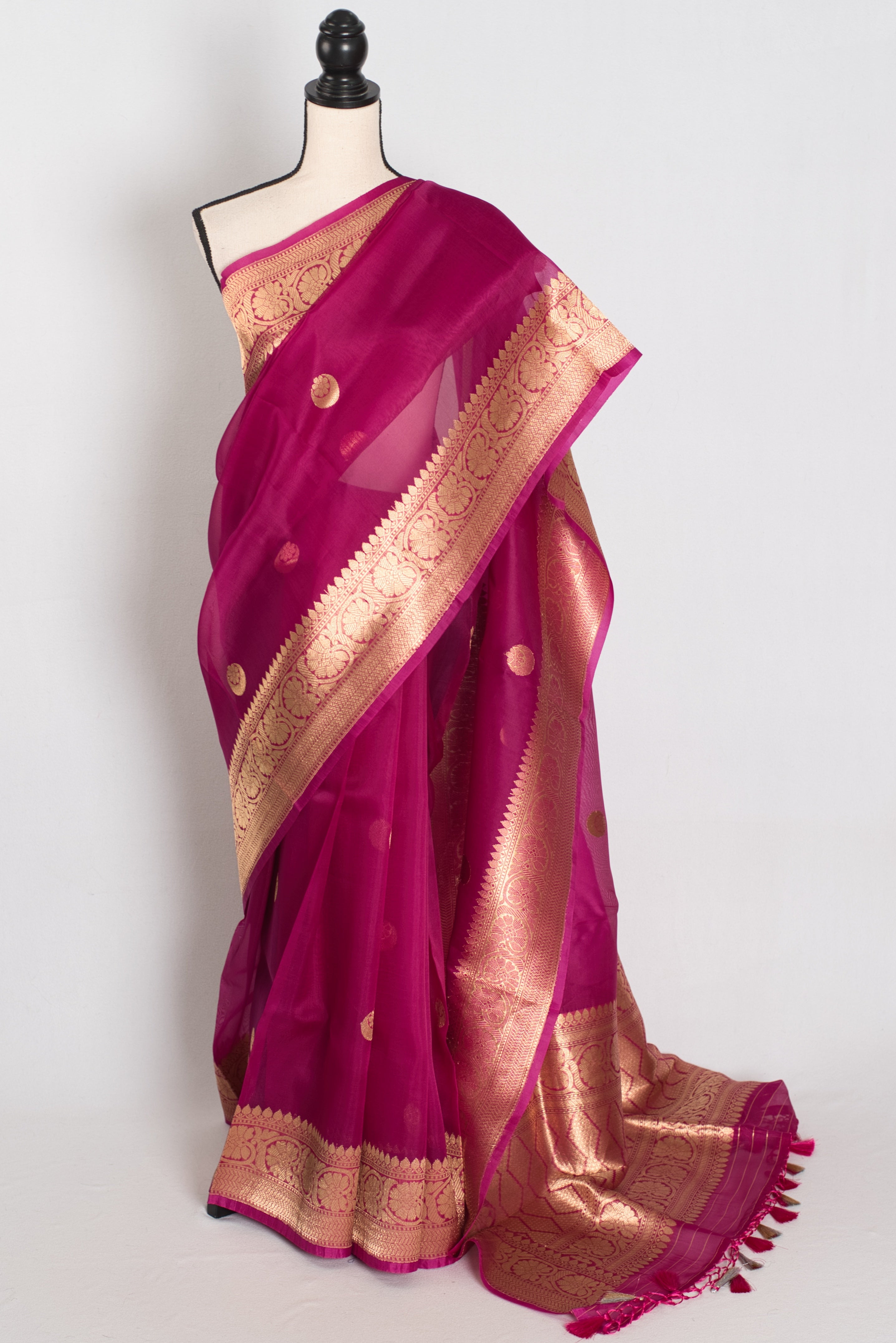 Gracy : Purple and Gold Chand Sitara Kora Organza Banarasi Saree