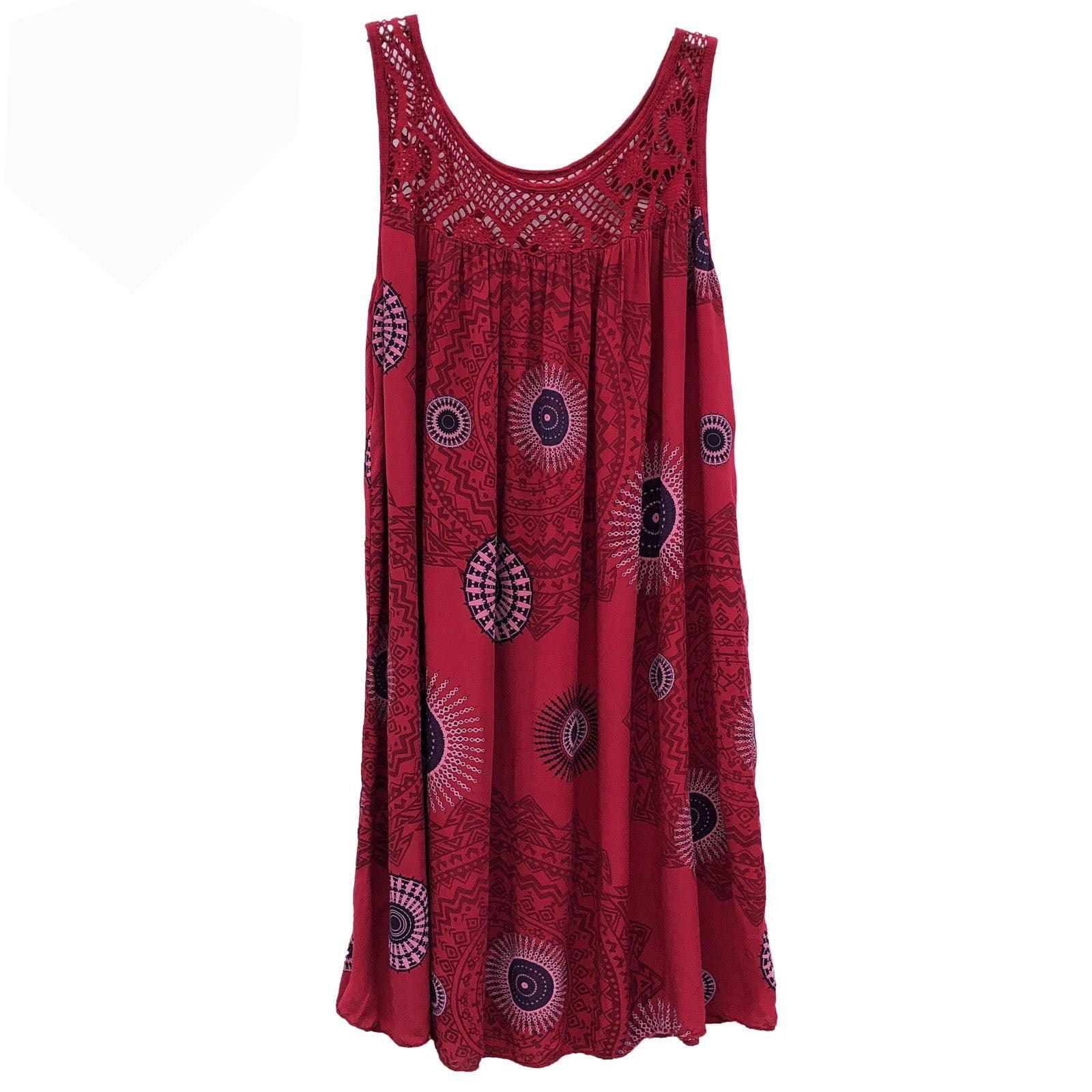 European And American Women's Clothing Lace Print Sleeveless Swing Loose Sexy Dress