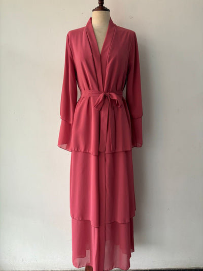 Stitching Three-layer Chiffon Elegant Cardigan Dress