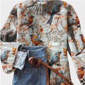 Casual Hooded Cardigan With Abstract Print