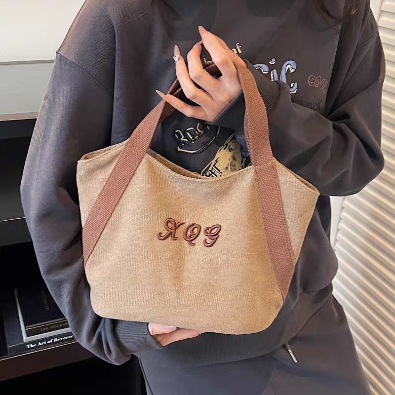 Fashionable Canvas Tote Bag With Letter Print