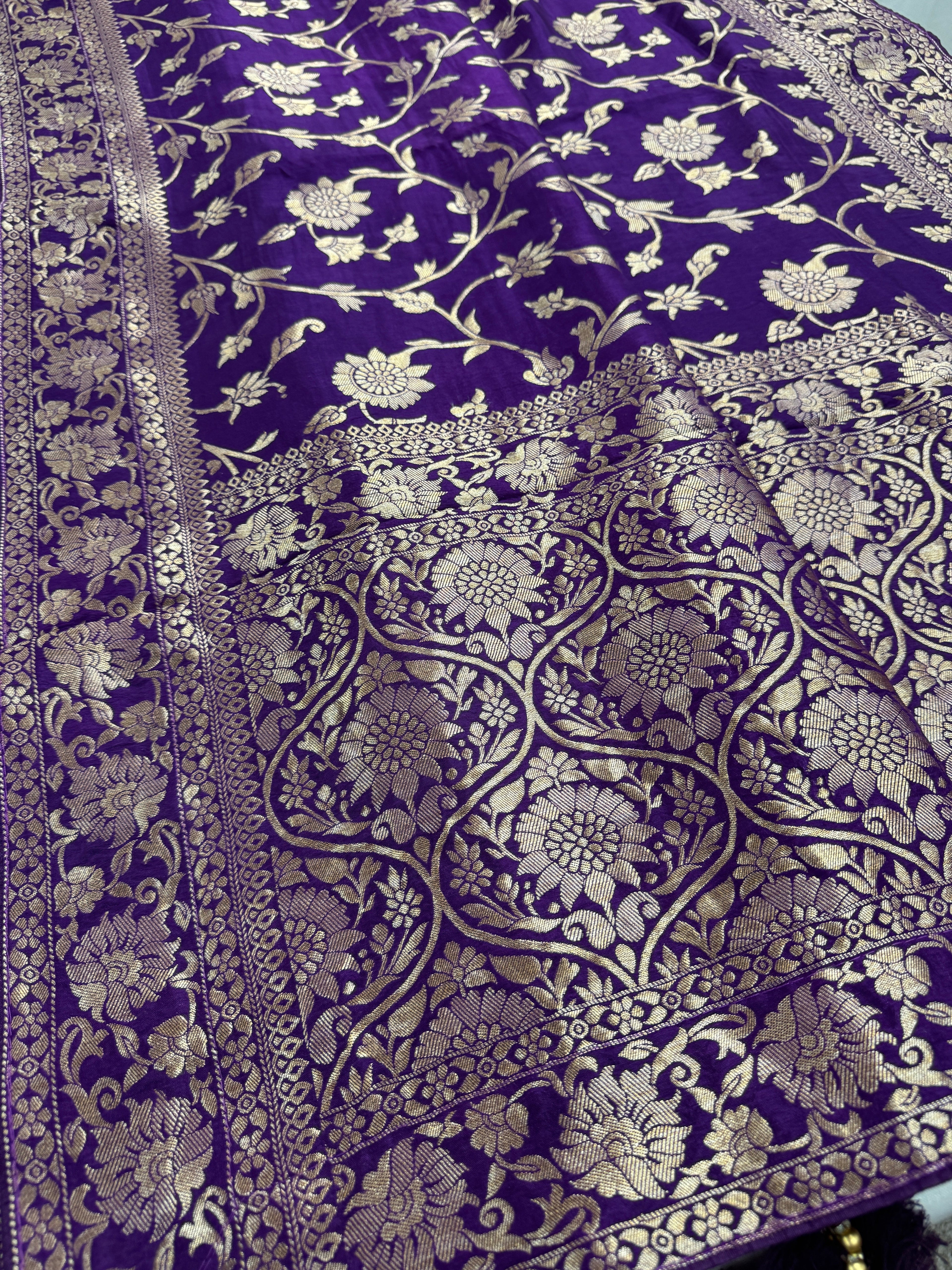 Liza : Purple and Gold Dola Silk Banarasi Saree