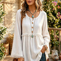 Women's Bohemian Relaxed-Fit Long-Sleeve Tassel Top