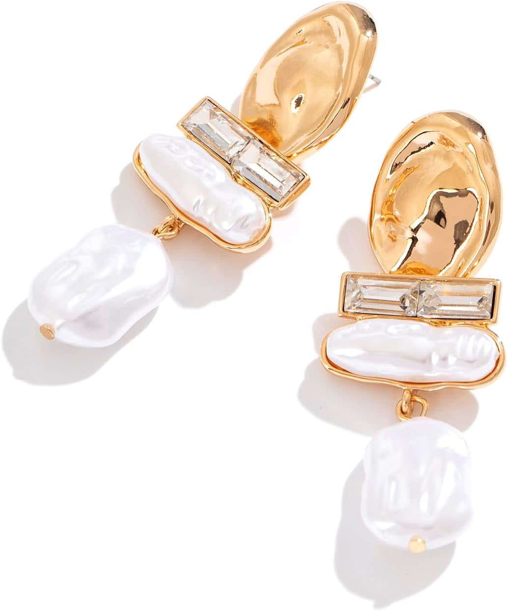 Statement Pearl Dangle Earrings, Gold and Large Pearl