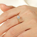Fashionable, Light-luxury, Versatile, Niche Ring Featuring Faux Moissanite With A Four-prong Zircon Setting And Electroplated Finish