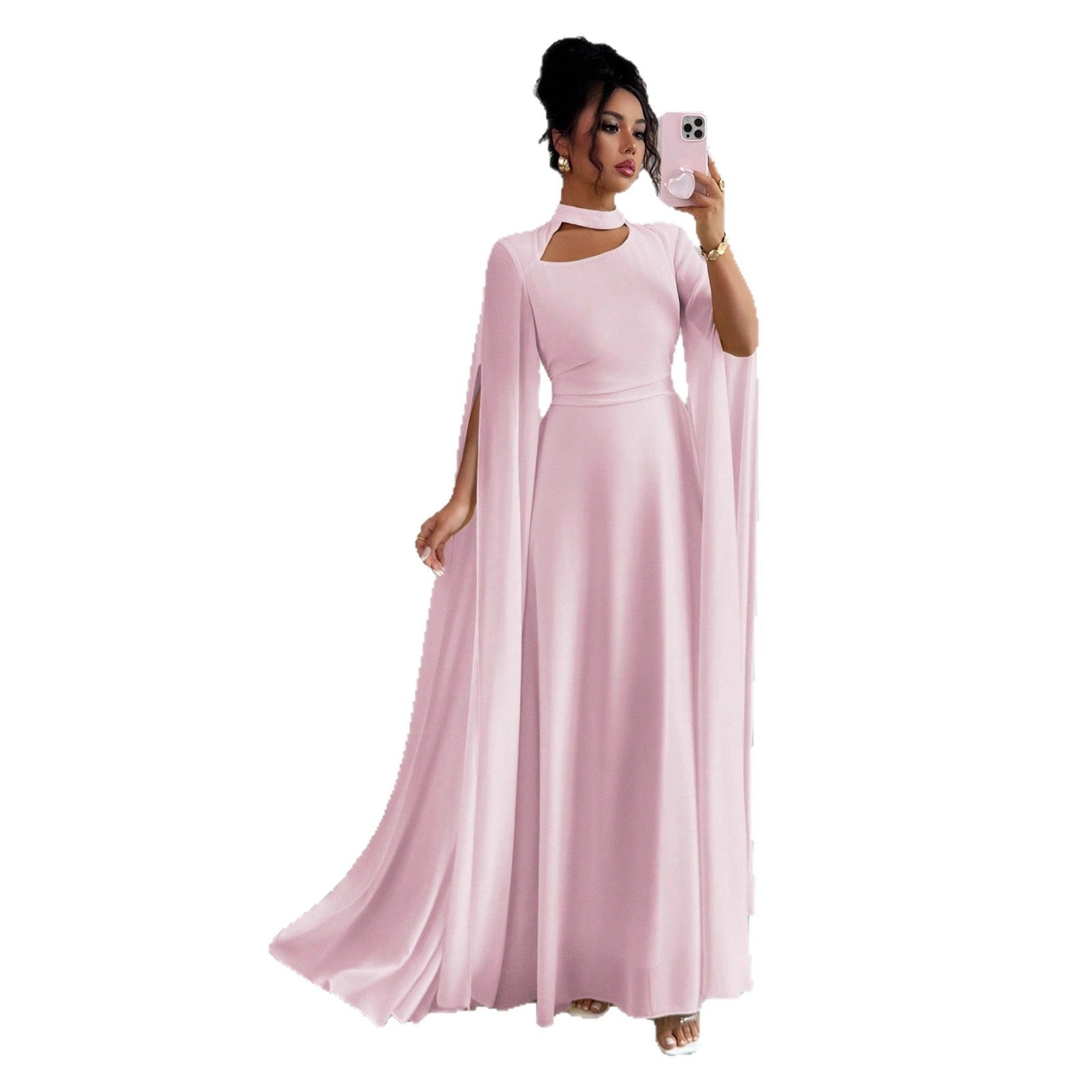 Womens Lace-Up Cloak Fit-and-Flare Dress