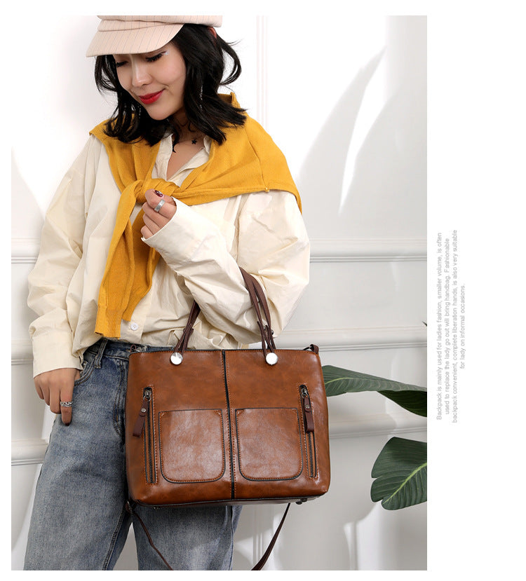 Retro Large-capacity Handbags Simple Crossbody Shoulder Bags For Women