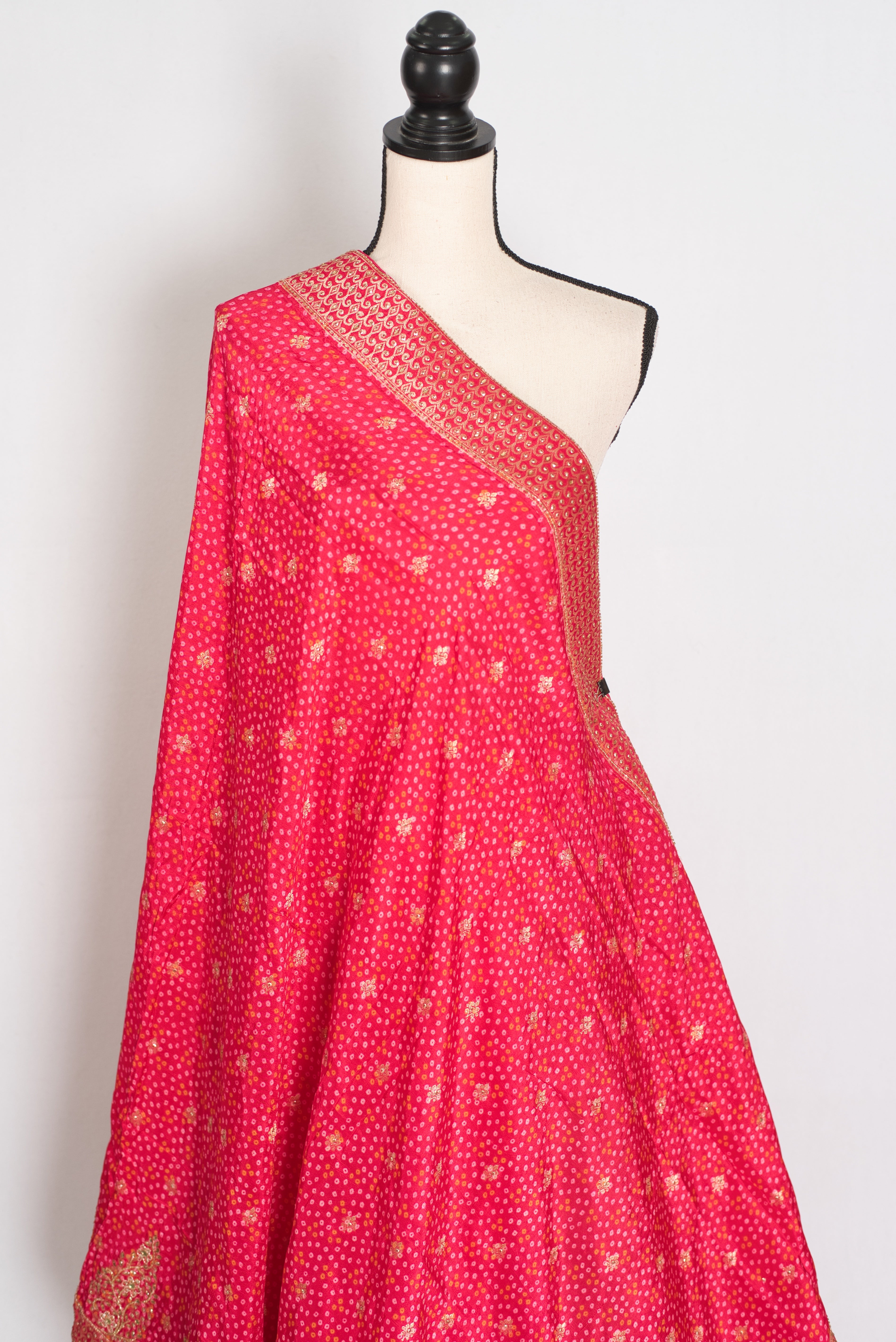Mili | Hot Pink Dola Silk Embroidery Saree | Sequins & Zari Accents