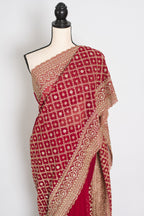 Heema | Dark Red Georgette Bridal Saree | Royal Festive & Wedding Wear