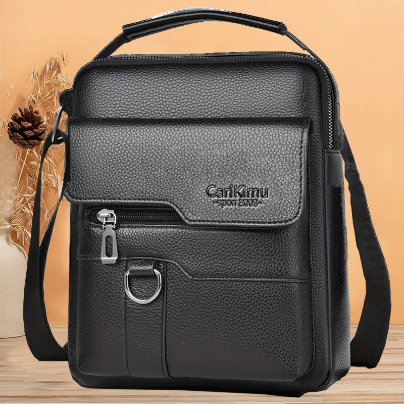Mens Lychee-Grain Business Commuter Shoulder Crossbody Bag