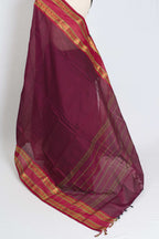 Kalyani : Handwoven Kanchi Cotton Saree in Maroonish Purple
