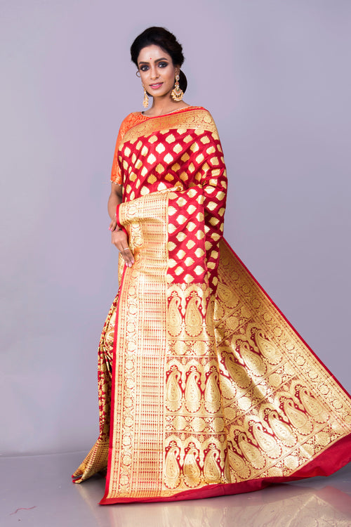 Art Silk Patli Pallu Maroon Banarasi Saree for Wedding