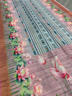 Jissa | Sky Blue & Mauve Ikkat Fusion Semi Tussar Saree