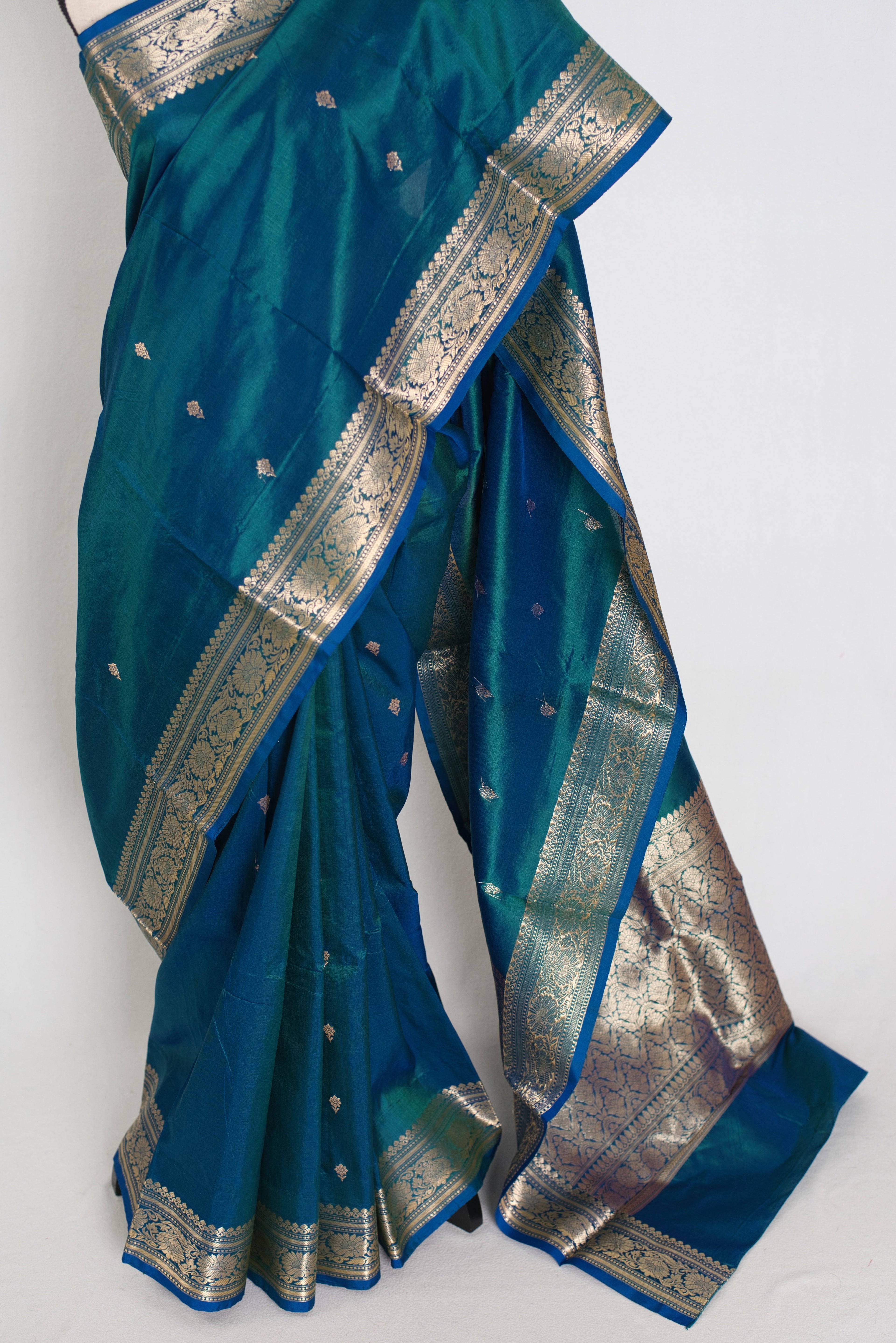 Mayuri | Peacock Blue Pure Katan Silk Banarasi Saree | Silk Mark Certified