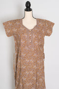 Earth Toned Pure Cotton Kalamkari Print Long Nightgown
