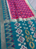 Kalyani | Hot Pink & Rama Green Art Silk Pochampally Saree