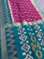 Kalyani | Hot Pink & Rama Green Art Silk Pochampally Saree