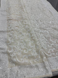 Damini | Ivory White Sequin Georgette Cocktail Saree | Classic Embroidery