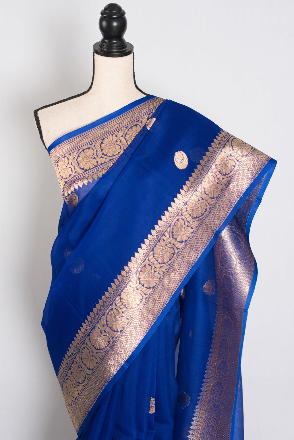 Kalpana : Royal Blue and Gold Chand Sitara Kora Organza Banarasi Saree