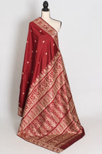 Pritha | Royal Maroon and Cream Handwoven Baluchari Pure Silk Saree
