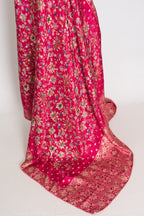 Arifa : Dark Pink Dola Silk Banarasi Dupatta