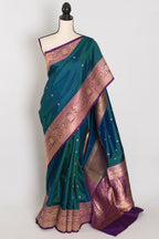 Mayuri | Peacock Green & Purple Pure Banarasi Silk Saree | Silk Mark Certified