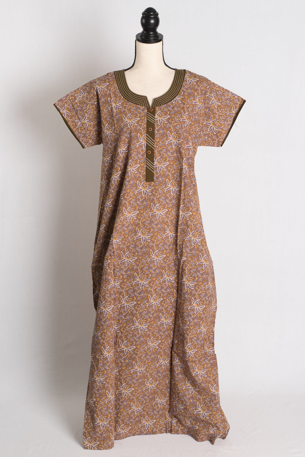 Printed Brown Pure Cotton Nightwear in Regular Size — Style A (Aug)