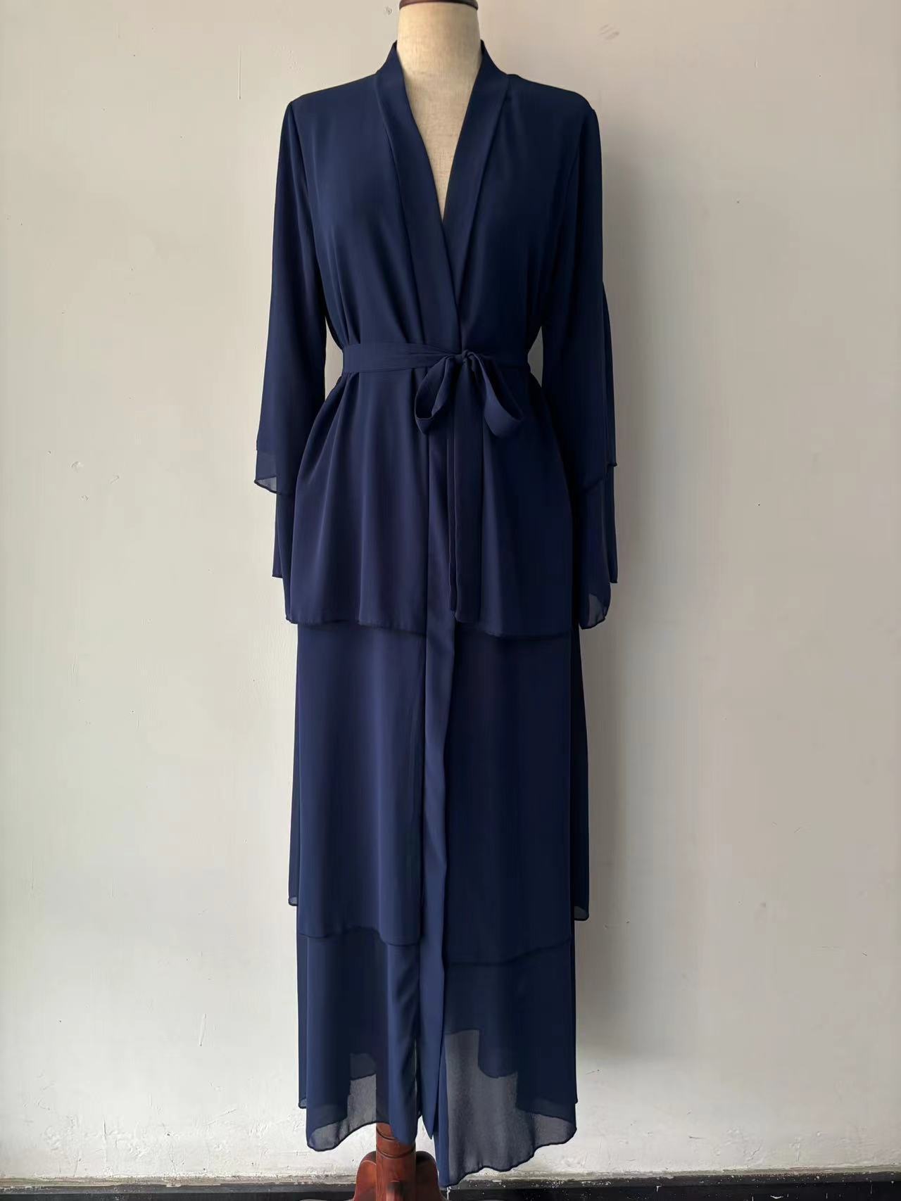 Stitching Three-layer Chiffon Elegant Cardigan Dress