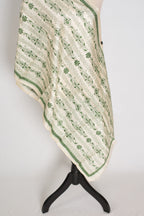 Shila : Tussar Silk Stole with Hand Embroidery Kantha Stitch – Beige and Green