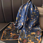 2024 Silk Scarf Scarftop Headwraps For Women Vintage Four Seasons Hair Scarve 110x110cm Hijab Foulard Bandana Femme Headscarf