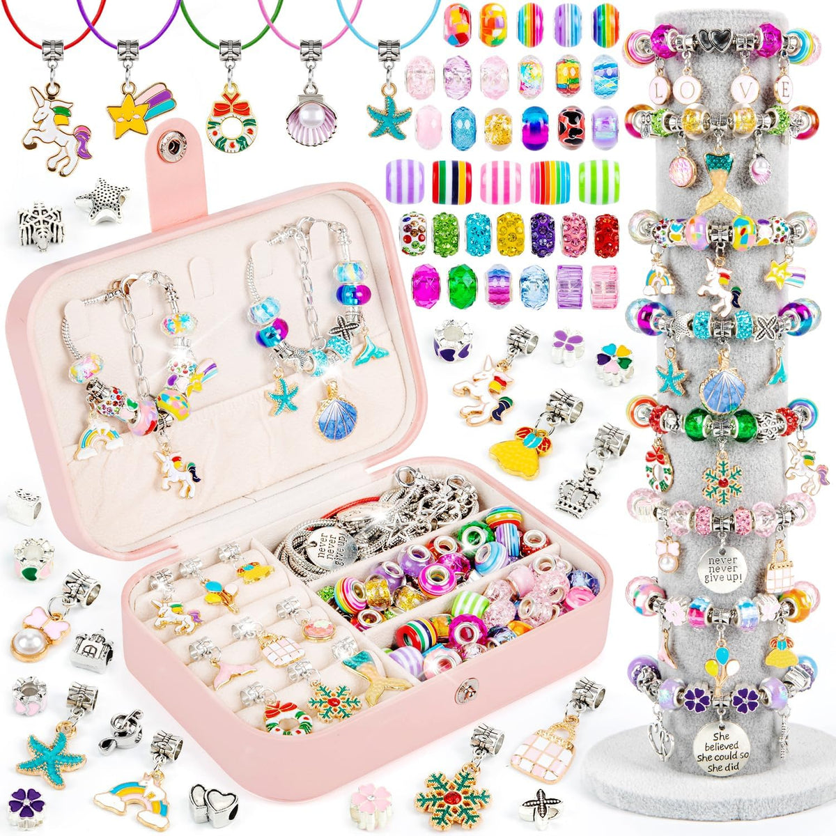 Jewelry Bracelet Making Kit for DIY Beads Charms Set Teen Gifts
