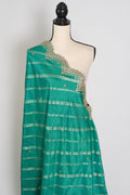 Neha : Sea Green and Gold Dola Silk Banarasi Dupatta