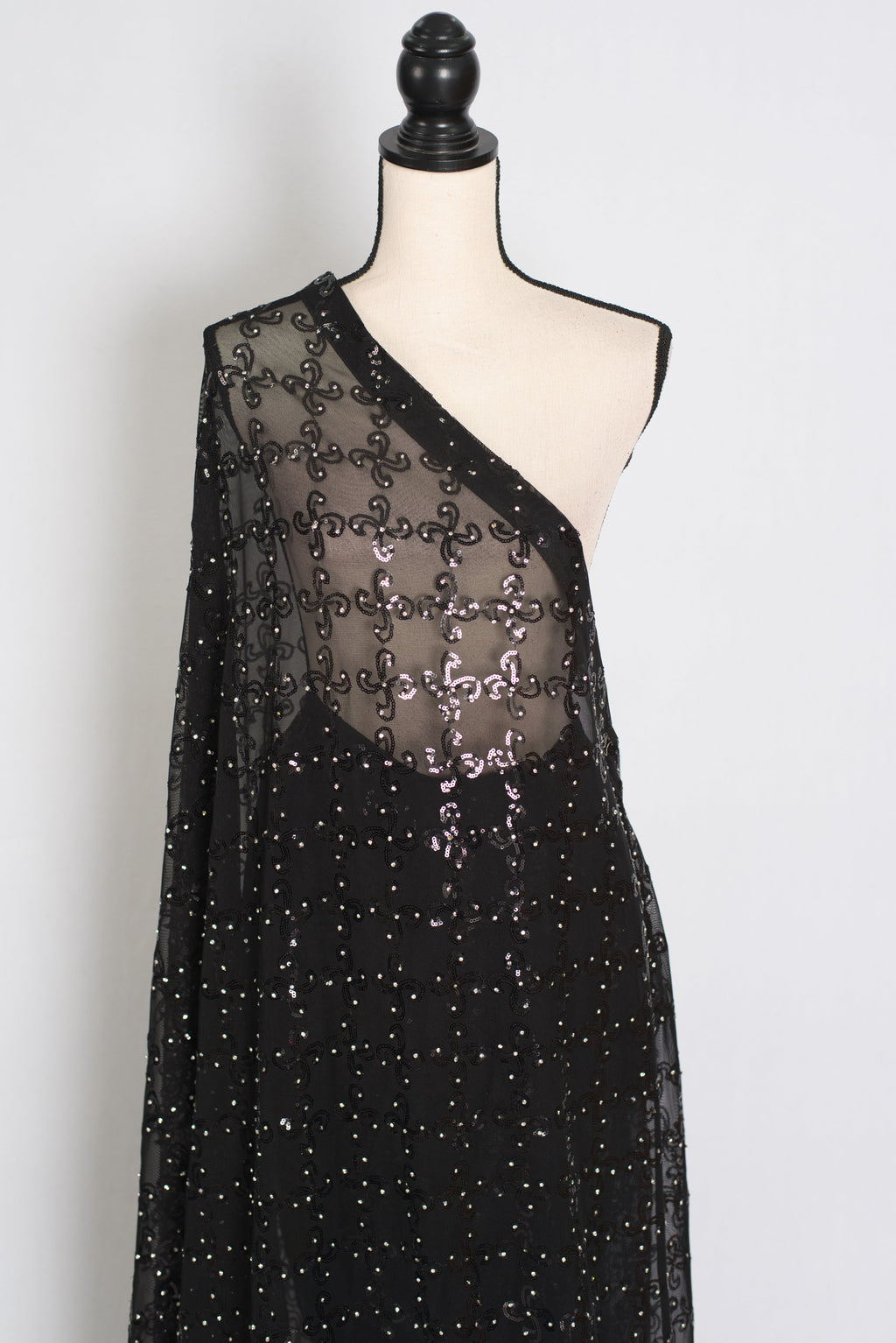 Kajaal | Black Soft Net Fitted Cocktail Saree| Sequins & Stone Embellishments