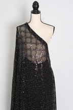 Kajaal | Black Soft Net Fitted Cocktail Saree| Sequins & Stone Embellishments