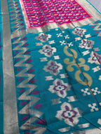 Kalyani | Hot Pink & Rama Green Art Silk Pochampally Saree