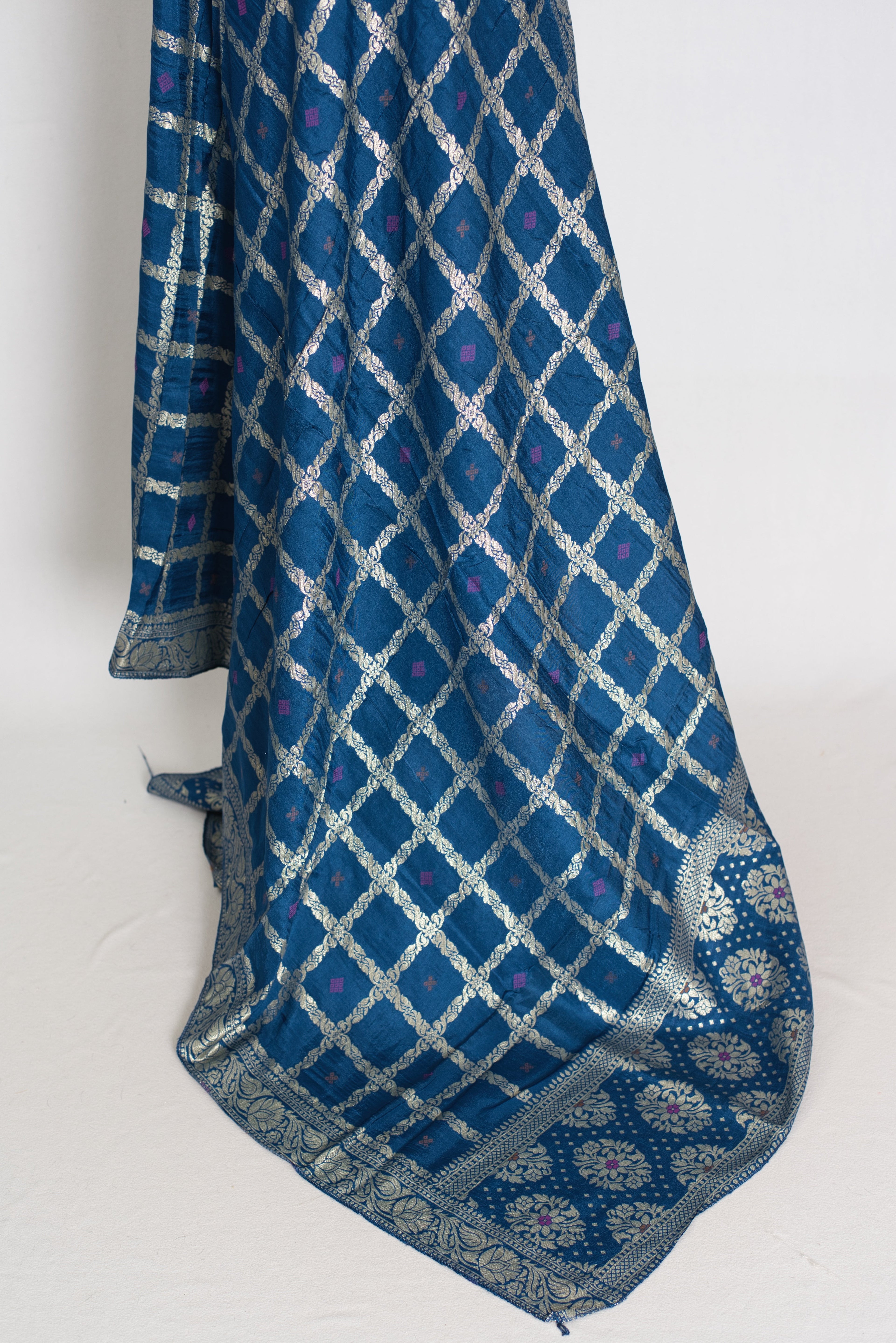 Mahi : Blue Gharchola Dola Silk Banarasi Dupatta