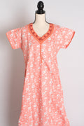 Printed Orange Pure Cotton Nightwear in Regular Size — Style A (Aug)