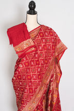 Rukhmini | Red Dola Silk Bridal Banarasi Saree | Hand Embroidery Work