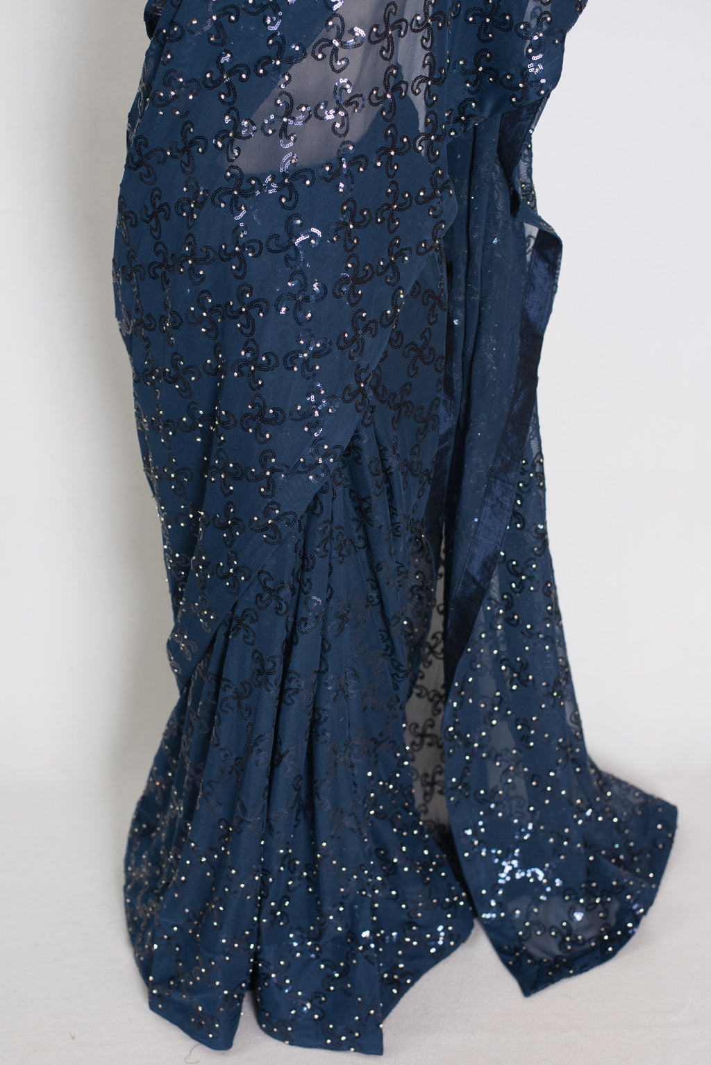 Maya | Midnight Blue Soft Net Sequin Saree | Bollywood Partywear